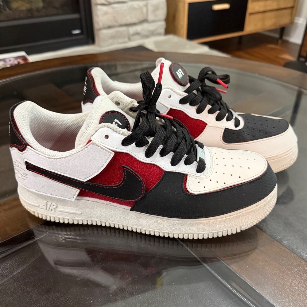 Nike Air Force 1/1 Cosmic Clay Mens 9.5 White Black Red DC9895-100 Sneakers